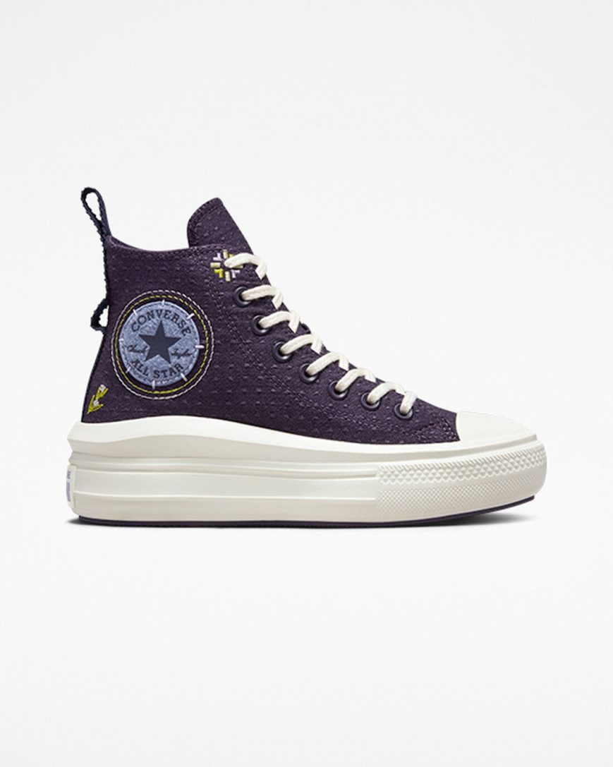 Zapatos Plataforma Converse Chuck Taylor All Star Move Autumn Embroidery Altas Mujer Moradas | PE 08472P